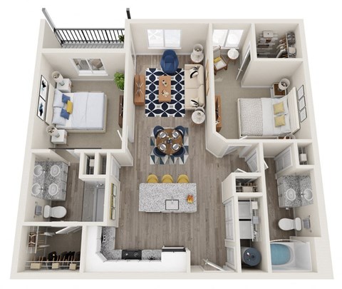 a 2 bedroom floor plan of a house with a bathroom and a living room